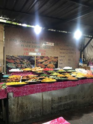 Buffet stall at Buffet at Luang Prabang Night Market in Luang Prabang