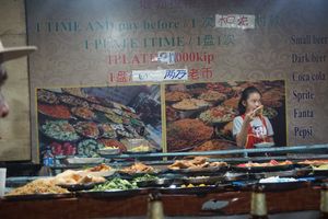 vegetarian buffet corner at Buffet at Luang Prabang Night Market in Luang Prabang