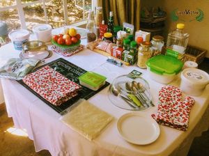 Your own personal work stations fully equipped.  at Just Vegan in Johannesburg