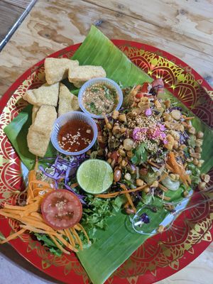 Fried tofu & tealeaf salad from the veggie&vegan stall at Kalare Night Bazaar Food Stalls in Chiang Mai