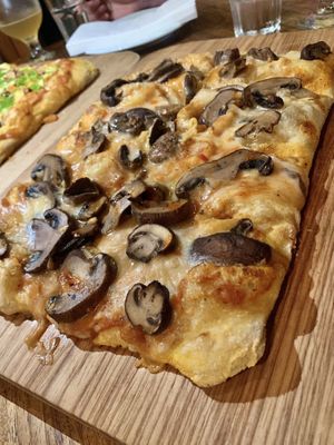 Grilled mushrooms, sweet chilli sauce, cashew cheese and organic tomato sauce  at Prana Vegetariano - JB in Rio De Janeiro