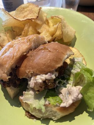 Half the cauliflower burger  at Prana Vegetariano - JB in Rio De Janeiro