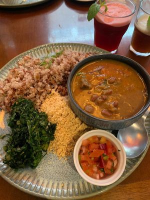 El plato del día, venía con una sopa o ensalada más un bebestible.  at Prana Vegetariano - JB in Rio De Janeiro