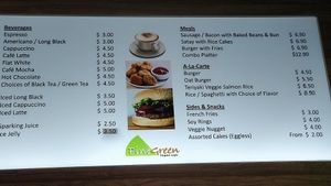 menu in the western section of cafe at PineGreen Fusion in Northeast Singapore
