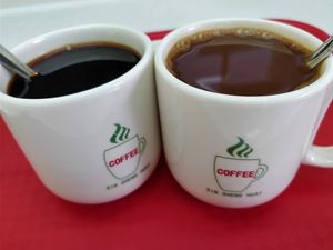 coffee black and coffee with condensed milk 
 at PineGreen Fusion in Northeast Singapore