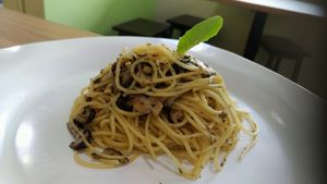 spaghetti at PineGreen Fusion in Northeast Singapore