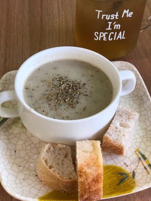 Mushroom soup at PineGreen Fusion in Northeast Singapore