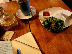 Vegan burrito and tea at La Semilla in Puerto Maldonado