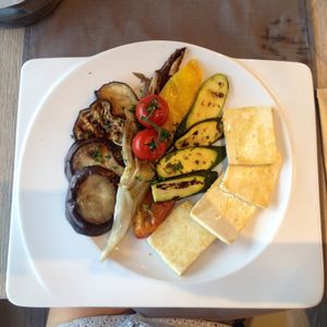 Grilled tofu and vegetables at L'Ora in Riva Del Garda