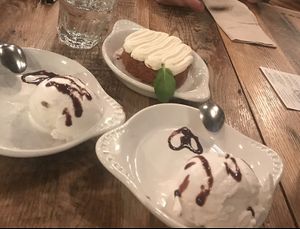 Vegan coconut ice cream and Carrot cake at Bareburger in Rockville Centre