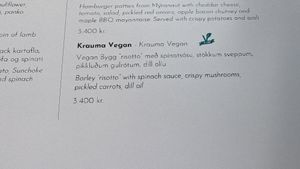 Vegan risotto at Krauma Geothermal Baths in Reykholt