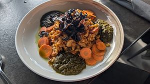 Vegan risotto at Krauma Geothermal Baths in Reykholt