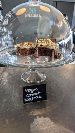 Vegan carrot cake at Krauma Geothermal Baths in Reykholt