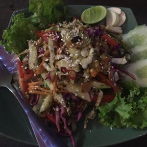 Burmese tea salad! So fresh and flavourful! at Green Shelter in Koh Tao