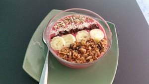 cold and light Smoothiebowl (Strawberry) at Green Shelter in Koh Tao