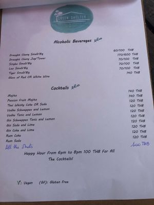 New Menu / December 2018 at Green Shelter in Koh Tao