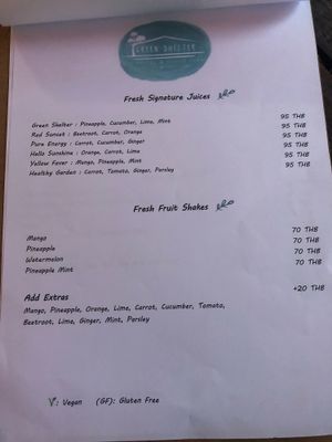 New Menu / December 2018 at Green Shelter in Koh Tao