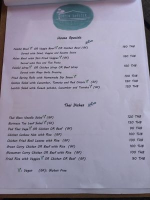 New Menu / December 2018 at Green Shelter in Koh Tao