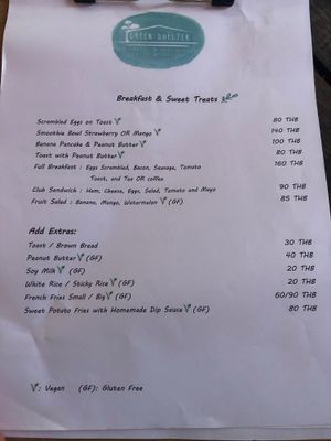 New Menu / December 2018 at Green Shelter in Koh Tao