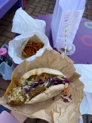 Pitta and chips  at Falafel Mama in Stroud