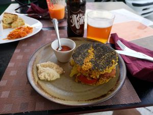 Vegan burger at Casa Veggy in Nerja