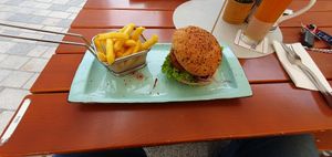 No Chicken Burger vegan at Patchwork Food & Bar in Kulmbach