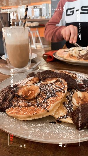 Vegan pancakes with selfmade chocolate sauce at Café Harmony in Bad Hersfeld
