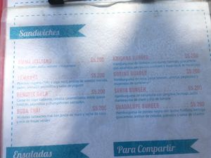 Menú  at Amma in Santiago