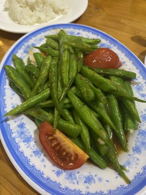 Stir fried green beans  at Blue Sky in Ha Giang