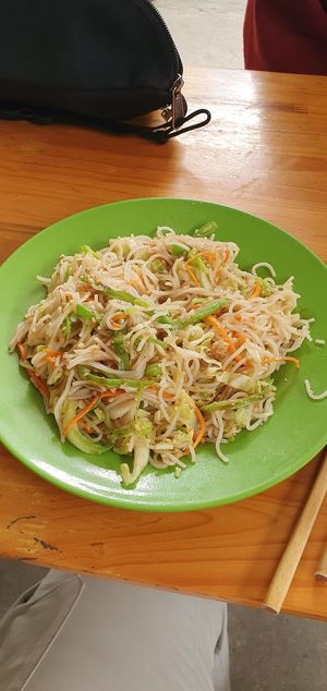 Fresh fried noodels at Blue Sky in Ha Giang