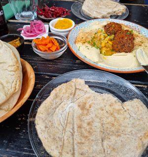 The sides don't balance the hummus that well. I couldn't eat them... Hummus was ok. at D&A Hummus Bistro - Oostenburgergracht in Amsterdam