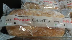 Ciabatta is vegan. Woolworths present a delicious one. Grab one of these together with some humus, artichokes, olives and other goodies, share with a friend & you have a stunning luncheon on the run.  at Woolworths - Douglasdale in Johannesburg