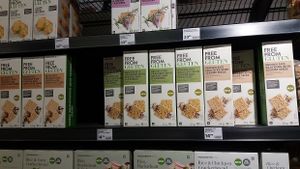 A close up on spoilt for choice isles listed with vegan products at Woolworths.  at Woolworths - Douglasdale in Johannesburg