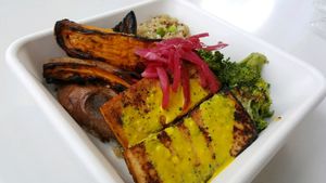 tofu bowl with broccoli and sweet potatoes at Little Beet in Arlington