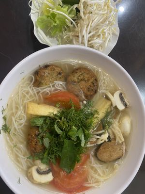 Fish ball noodles   at Simple Asian Vegetarian Cuisine in Canley Heights