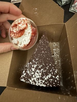 Chocolate bourbon torte   at Plum Pt. Bistro in Saunderstown