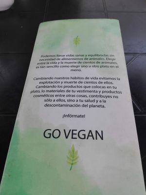 Back cover of the menu at Rincon Flamenco Cafe in La Serena