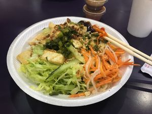 Fried tofu with vermicelli  at Vietnam Cafe in Des Moines