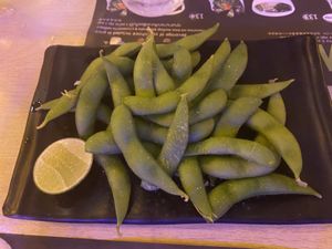 Can’t go wrong with edamame   at Sushi Box in Phuket