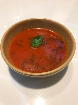 Tomato basil soup at Dressed in Bangkok