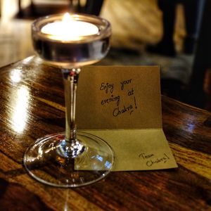 Personalized card at Chakra Restaurant in Perth