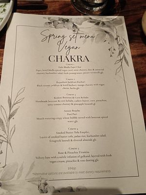 Spring Transcendence Course Menu 2025 at Chakra Restaurant in Perth
