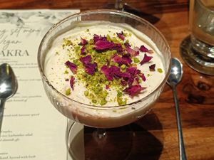 Spring Transcendence Course Menu 2025 Course 5 Dessert - Rose and Pistachio Tiramisu at Chakra Restaurant in Perth