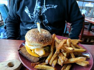 sausage burger at Cascadia Grill in Olympia