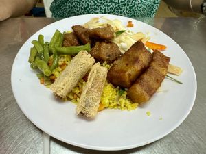 Example plate with 'pork belly".  at Minh Tam in Ben Tre