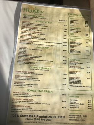 Menu  at MeHungry in Plantation