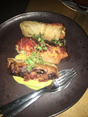 The stuffed cabbage with quinoa. This is a really good option for the main course.  at Dionysus Mansion in Limassol