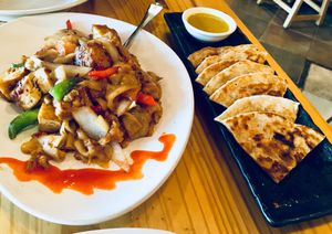 Pad kee mao & roti, so yum! at Line Thai in Fremont