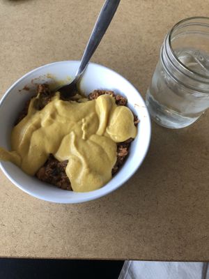 Red lentil chili with cheeze  at Real Roots Cafe in Fort Oglethorpe