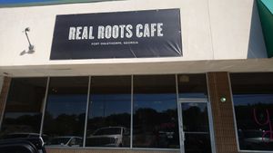 Front of the building at Real Roots Cafe in Fort Oglethorpe